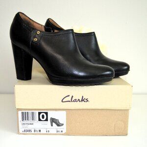 Clarks Lida Palmer Black Leather Ankle Booties